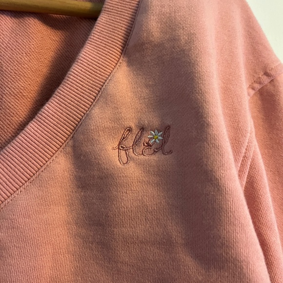 For Love & Lemons Morgan Cropped Sweatshirt Top in pink (size S) - Picture 3 of 8